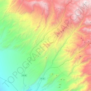Mappa topografica Pachía, altitudine, rilievo