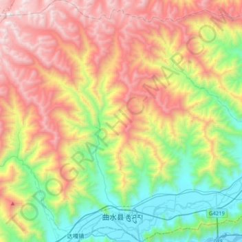 Mappa topografica 曲水镇, altitudine, rilievo