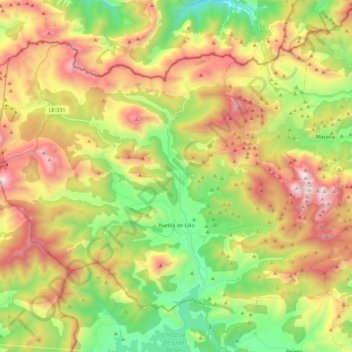 Mappa topografica Puebla de Lillo, altitudine, rilievo