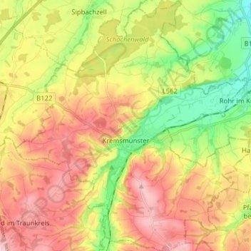 Mappa topografica Kremsmünster, altitudine, rilievo