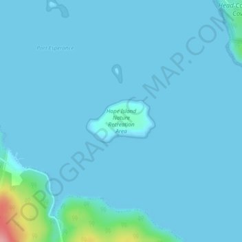 Mappa topografica Hope Island, altitudine, rilievo