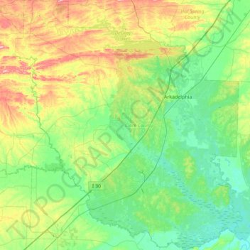 Mappa topografica Clark County, altitudine, rilievo