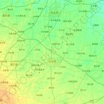 Mappa topografica 河间市, altitudine, rilievo