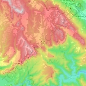 Mappa topografica Rupit i Pruit, altitudine, rilievo