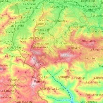 Mappa topografica Parroquia Nuestra Señora del Rosario, altitudine, rilievo