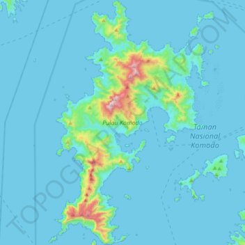 Mappa topografica Komodo, altitudine, rilievo