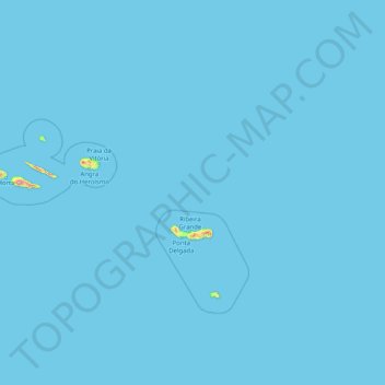 Mappa topografica Azores, altitudine, rilievo