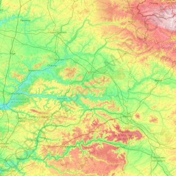 Mappa topografica Aisne, altitudine, rilievo