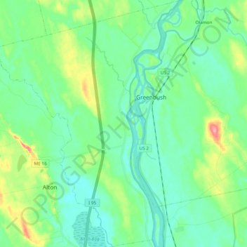 Mappa topografica Argyle Township, altitudine, rilievo