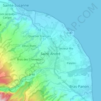 Mappa topografica Saint-André, altitudine, rilievo