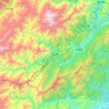 Mappa topografica 三江镇, altitudine, rilievo