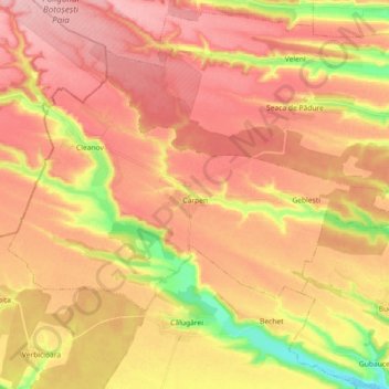 Mappa topografica Carpen, altitudine, rilievo