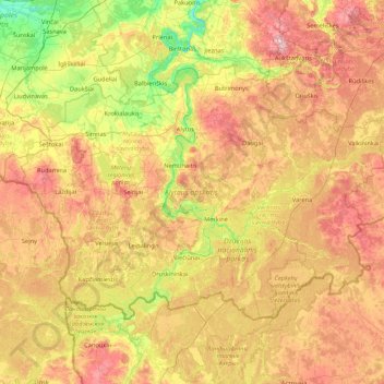 Mappa topografica Contea di Alytus, altitudine, rilievo