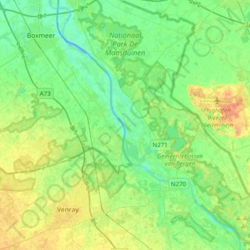 Mappa topografica Nationaal Park De Maasduinen, altitudine, rilievo