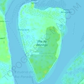 Mappa topografica Ilha da Restinga, altitudine, rilievo