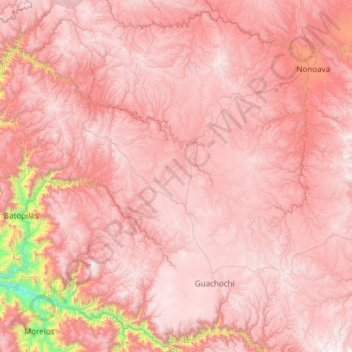 Mappa topografica Guachochi, altitudine, rilievo