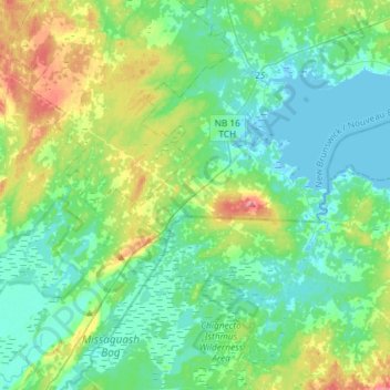 Mappa topografica Westmorland Parish, altitudine, rilievo