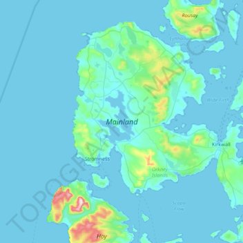 Mappa topografica Mainland, altitudine, rilievo