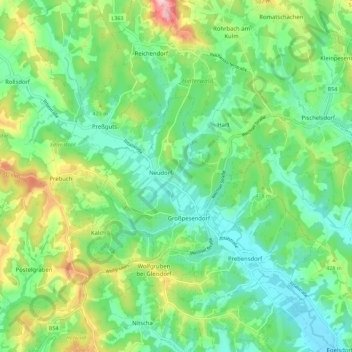 Mappa topografica Ilztal, altitudine, rilievo