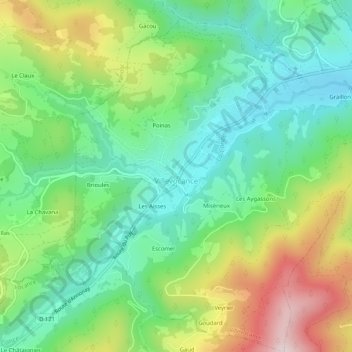 Mappa topografica Villevocance, altitudine, rilievo