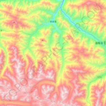 Mappa topografica 硕督镇, altitudine, rilievo