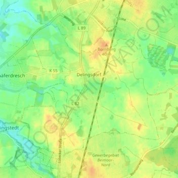 Mappa topografica Delingsdorf, altitudine, rilievo