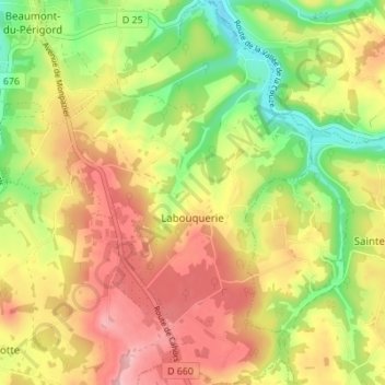 Mappa topografica Labouquerie, altitudine, rilievo