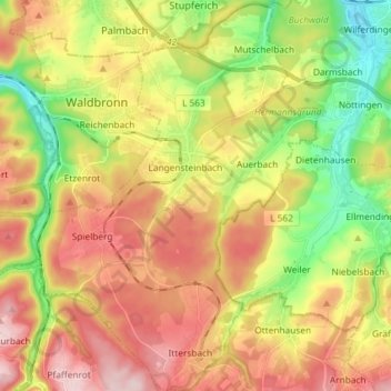 Mappa topografica Karlsbad, altitudine, rilievo