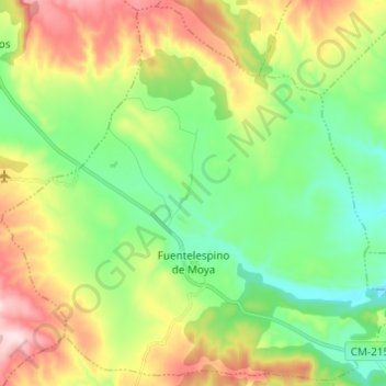 Mappa topografica Fuentelespino de Moya, altitudine, rilievo