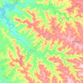 Mappa topografica Diamante d'Oeste, altitudine, rilievo