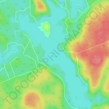 Mappa topografica Waseosa Lake, altitudine, rilievo
