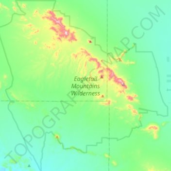 Mappa topografica Eagletail Mountains Wilderness, altitudine, rilievo