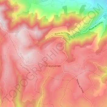 Mappa topografica Freyssenet, altitudine, rilievo