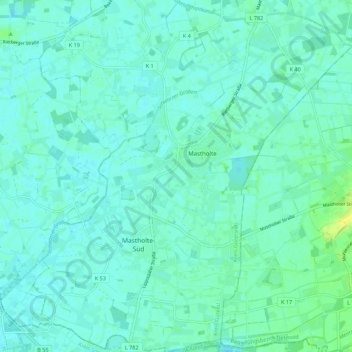 Mappa topografica Mastholte, altitudine, rilievo