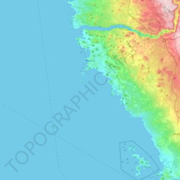Mappa topografica Rovigno, altitudine, rilievo