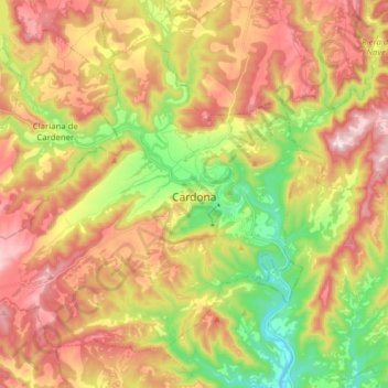 Mappa topografica Cardona, altitudine, rilievo