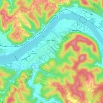 Mappa topografica Winfield, altitudine, rilievo