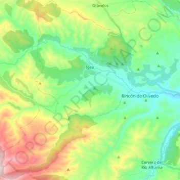 Mappa topografica Igea, altitudine, rilievo