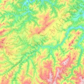 Mappa topografica Tineo, altitudine, rilievo