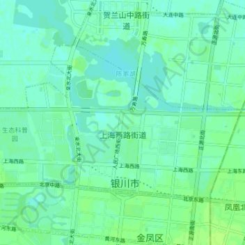 Mappa topografica 上海西路街道, altitudine, rilievo