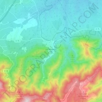 Mappa topografica Les Mayons, altitudine, rilievo