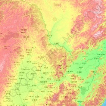 Mappa topografica 黑龙江省, altitudine, rilievo