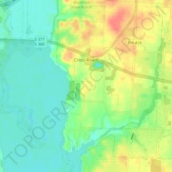 Mappa topografica Cross Roads, altitudine, rilievo
