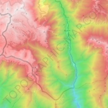 Mappa topografica 洞朗地区, altitudine, rilievo