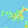 Mappa topografica Waiheke Island, altitudine, rilievo
