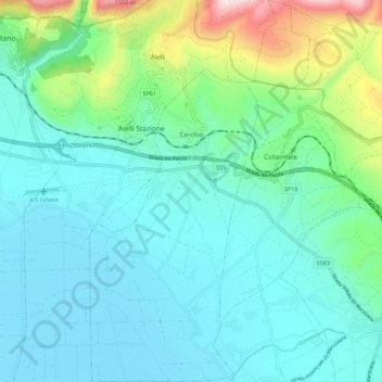 Mappa topografica Cerchio, altitudine, rilievo