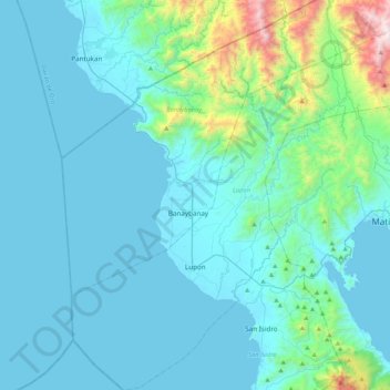 Mappa topografica Lupon, altitudine, rilievo