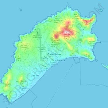 Mappa topografica Porto Santo, altitudine, rilievo