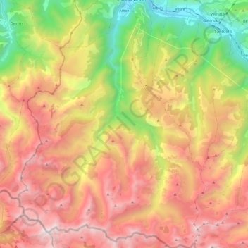 Mappa topografica Aston, altitudine, rilievo