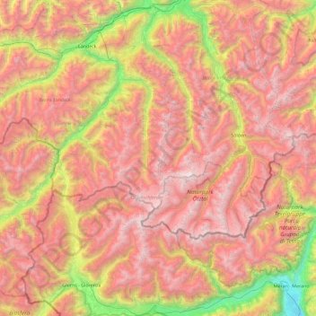 Mappa topografica Alpi Venoste, altitudine, rilievo